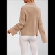 thumbnail image 5 of Suéteres de Cuello Redondo para Mujer, Conjuntos de Otoño, Suéteres de Punto con Cuello Redondo y Abertura Lateral, Tops de Moda. Caqui S, 5 of 10