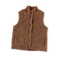 thumbnail image 5 of Black and Friday Clothing Sales Idoravan Womens Fleece Sleeveless Jacket,Women's Solid Color Sleeveless Plush Cardigan Jacket Versatile Button Top Brown S, 5 of 5