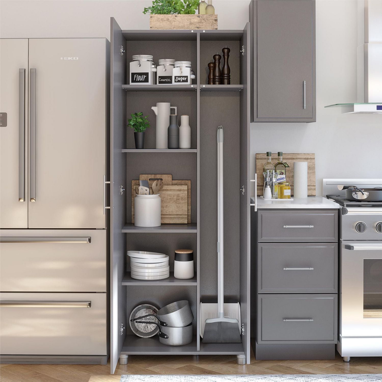 Systembuild Evolution Camberly Tall Asymmetrical Cabinet, Graphite Gray