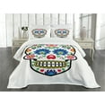 thumbnail image 3 of Ambesonne Sugar Skull Quilted Bedspread Set 3 Pcs, Polish Folk Art, King Size, Multicolor, 3 of 5