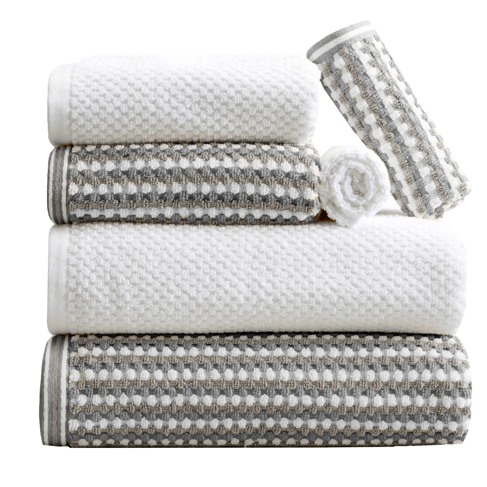 Great Bay Home 100 Cotton MultiStriped Bath Towel Sets