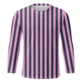 thumbnail image 4 of Rggeeun Men'S Tee Fashion Vertical Stripes Print Cotton Knit Crew Neck Long Sleeve Slim Fit For Holiday Workout Casual Tops,Pink,Xxxl, 4 of 4