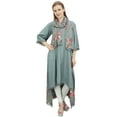 thumbnail image 1 of Bimba Rayon Gray High Low Designer Indian Kurta Casual Wear Kurti With Scarf - 14, 1 of 3