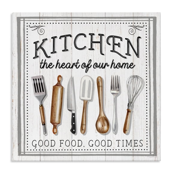 Stupell Industries Rustic Lodge Kitchen Good Food & Times Canvas Art, 17 x 17, by Elizabeth Tyndall