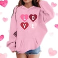 thumbnail image 2 of Atogsazn Kids Girls Valentines Day Hoodies Children Casual Hearts Long Sleeve Pullover Sweatshirt Fleece Outfit Outerwear Tops 07-Pink 7-8 Years Fashion, 2 of 5