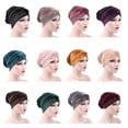 thumbnail image 2 of SPRING PARK Women's Elegant Velvet Stretch Turban Hat Lady's Hijab Cap Hair Loss Head Scarf Cover Headwear Cap, 2 of 6