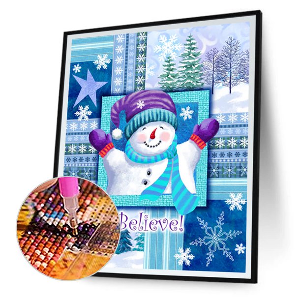 Cuadros Decorativos Blue Snowman 5D DIY Diamond Painting Kits Full Round Drill Wall Decor (A6066) Likrtyny embutido en tela
