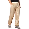 thumbnail image 4 of Pantalones de lentejuelas INSPIRE CHIC para hombre, con cintura elástica, disfraz de disco de los 70, pantalones brillantes para fiestas, 34 dorados, 4 of 5