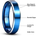 thumbnail image 4 of 5mm Blue Plated Tungsten Carbide Wedding Ring with Silver Beveled Edge for Men Women Comfort Fit Size 7-12, 4 of 6