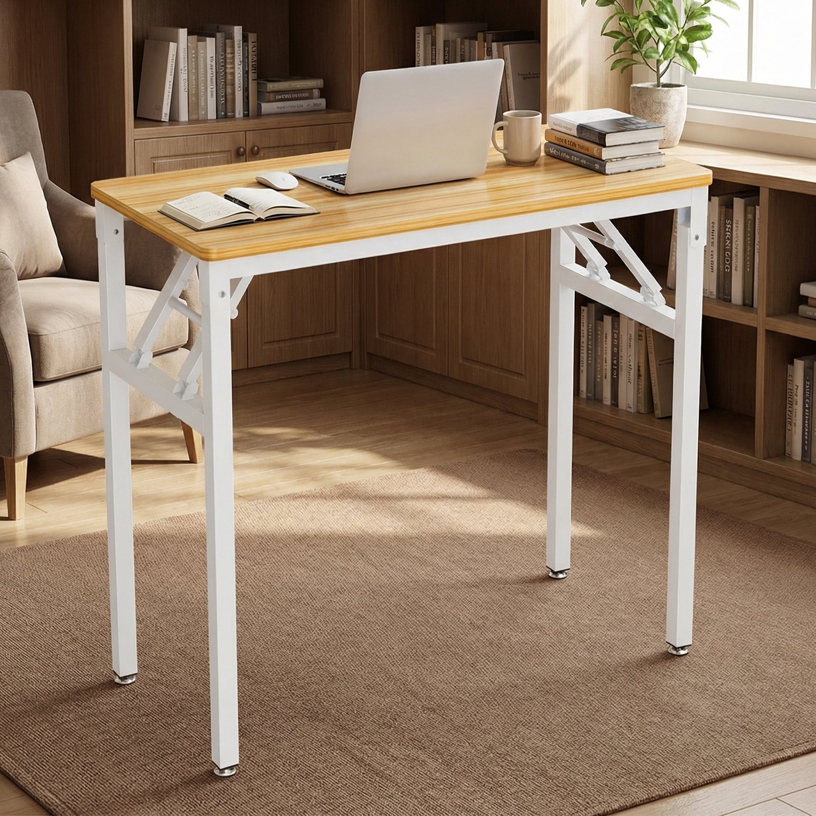 Ktaxon Folding Writing Computer Desk Home Office Study PC Writing Table, Oak