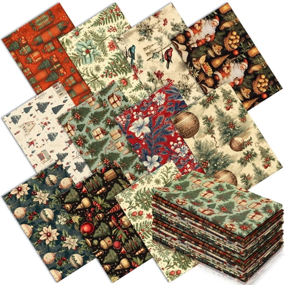 Paquete de 16 telas de acolchado navideñas de Hahafelt, 56 x 45 cm