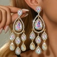 thumbnail image 3 of AEXTO Long Full Rhinestone Teardrop Crystal Dangle Chandelier Drop Earrings Fashion Jewelry, 3 of 9