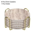 thumbnail image 3 of Bebida Portavasos con Soporte, 6uds 4 - Corcho Base Posavasos para Bebidas, Arenisca Estilo para Tipos de Tazas, Hogar Decoración, Madera Mesa (Marrón), 3 of 6
