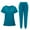 Turquoise_03#824C, variant on Garbnen Women's Scrubs Set Stretch V-Neck Women Scrubs Top & Yoga Jogger Scrub Pants Nurse Uniform with Pockets