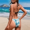 thumbnail image 5 of Chririnla Women's Halter Neck Two-Piece Bikini Set - Blue Cherry Blossom Floral Print, Tie Side Triangle Swimsuit for Beach Vacation & Pool Party, 5 of 9