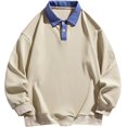 thumbnail image 1 of Polo à Manches Longues pour Hommes Couleur Spliced Col Polo Chandail en Molleton Décontracté Patchwork de Golf, 1 of 4
