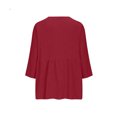 thumbnail image 4 of MaFYtyTPR Womens Linen Shirts 3/4 Sleeve Tops for Women Trendy Solid Color V-Neck Button Cardigan Lightweight Loose Three-Quarter Tee Blouse Z-Red M, 4 of 5