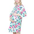 thumbnail image 2 of Wangsaura Maternity Robe, Flower Print V-neck Nightgown with Belt, Pocket, 2 of 10