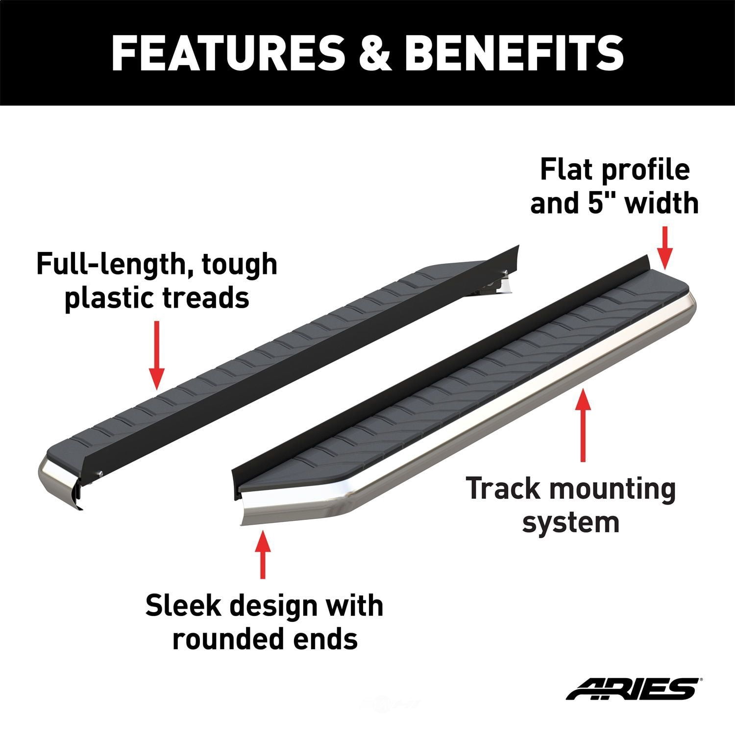 ARIES 2051870 AeroTread Running Boards Fits select: 2013-2019 FORD ESCAPE, 2008-2020 NISSAN ROGUE