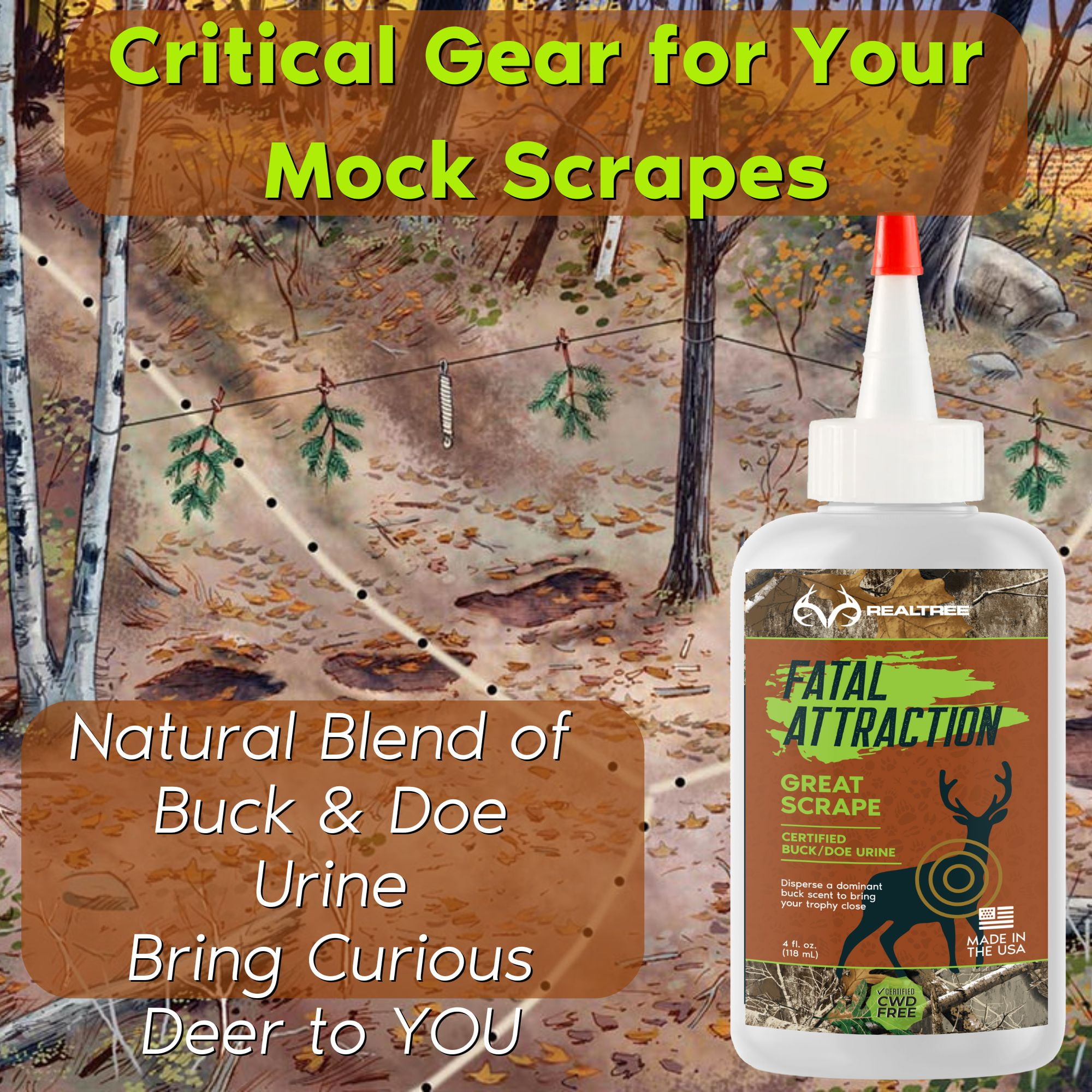 Zone Realtree Buckmaster Bundle; Picaridin Insect Repellent, Peak Doe Estrus, Scrape Enhancer and Vanillin Cover Scent; Protection & Deer Attractants