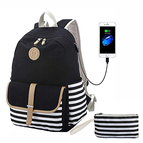 Backpack Travel Green Grass White Flowers School Bookbags Shoulder Laptop Daypack College Bag For Womens Mens Boys Girls