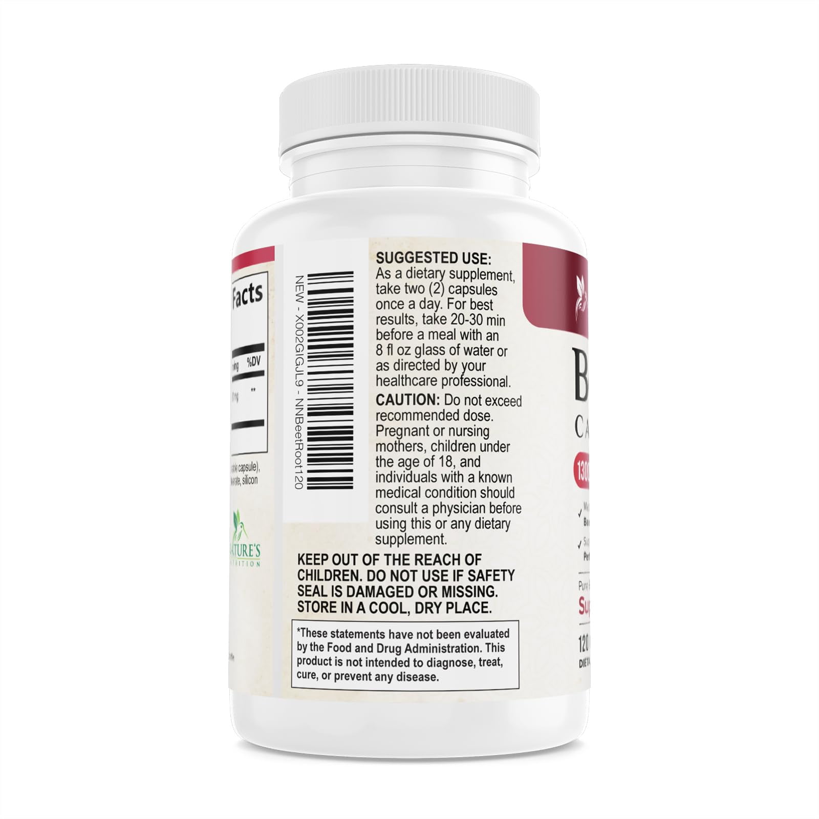 Organic Beet Root Capsules - 1300mg Extra Strength Beetroot Powder Supplement - Supports Nitric Oxide Production, Heart Health & Natural Energy - For Men & Women - Bottled in USA, 120 Veggie Capsules