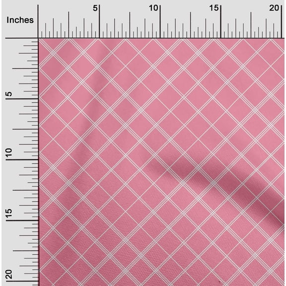 oneOone Georgette Viscose Fabric Check & Geometric Fabric Prints By Yard 42 Inch Wide