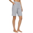 thumbnail image 3 of Weikingp Womens Bermuda Shorts，Workout Shorts Business Shorts For Women Beach Short Pants Bermuda Shorts With Pockets Walking Athletic Shorts Cotton Linen Shorts Gray 2XL, 3 of 7