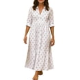 thumbnail image 3 of VBVC Women's Button Down Shirt Dress , Ladies' Long Sleeve Collared Tiered Maxi Dress , Summer Boho Casual Vacation Dress For Women,White,S-3XL, 3 of 8