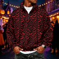 thumbnail image 2 of IYYVV Halloween Quarter Zip Up Sweaters for Men Lightweight Mock Neck Pullover Casual Pumpkin Printed Sweaters Red XL, 2 of 6