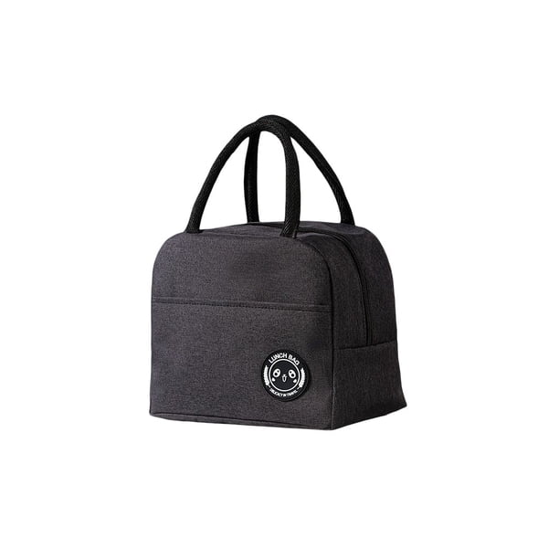 Fiambrera Bolsa Moda Color sólido Portador Organización Contenedor Picnic Cremallera Térmica Almuerzos Bolsas con asas Bolsa de almacenamiento Almacenamiento y organización del hogar Negro Bewildely HA066153-03
