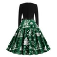 thumbnail image 3 of Mifsaly Christmas Dresses for Women 2025 Xmas Snowflake Print Elegant Cocktail Dress Crewneck Long Sleeve Vintage Evening Gowns Festival Party Wedding Guest Outfits, 3 of 3