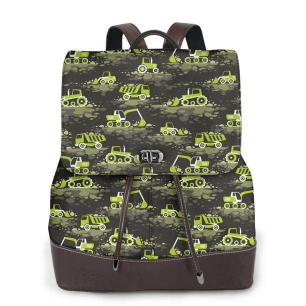 Fotbe Light Green Excavator Mochila Bolso con Estampado para Mujer, Mochila Antirrobo de Nylon Impermeable, Bolsa Ligera de Hombro