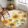 thumbnail image 2 of Round Rugs 7Ft, Yellow Sunflowers Round Area Rug Washable Indoor Throw Carpet, Country Farm Butterfly Flower Light Beige Large Non Slip Circle Rug for Dining Room Playroom Home Decor Aesthetic, 2 of 8