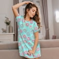 thumbnail image 6 of Bixox Colorful Sweet Donuts Pattern Women's Nightgown, Soft & Breathable Sleepwear, Round Neck Knee-Length Pajama Dress,Loungewear for Home & Sleep, 6 of 7