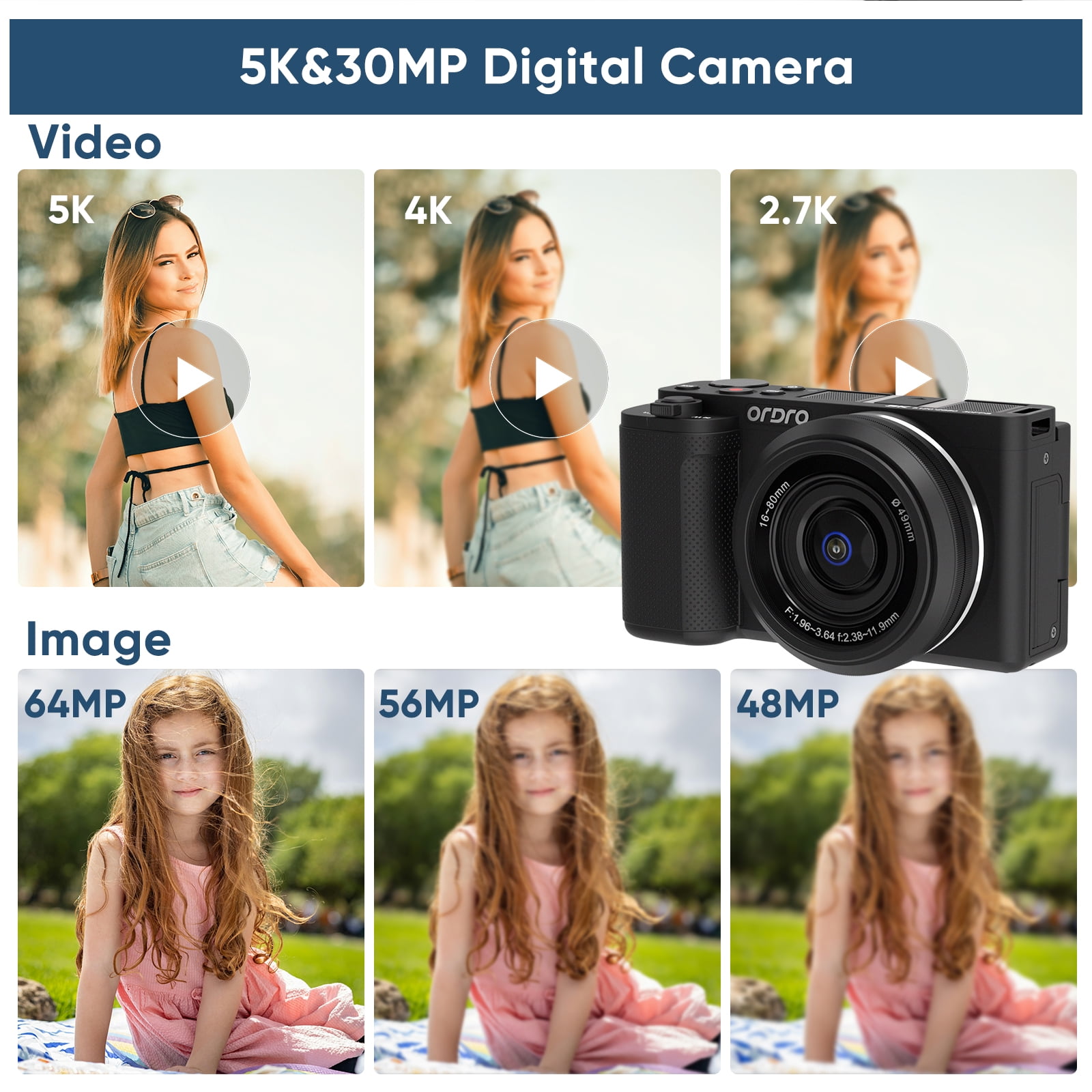 ORDRO G930 Digital Camera 4K 16-80 mm All-in-One Wide Angle Vlogging Camera for Content Creators