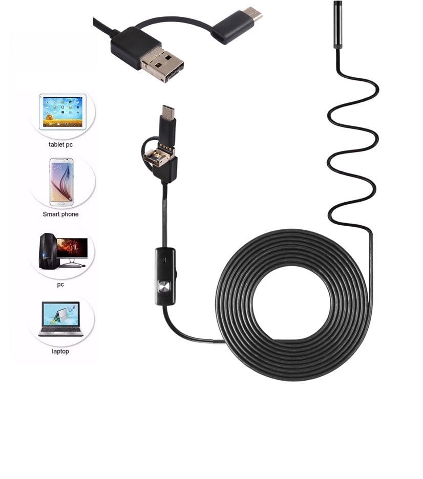 3 in 1 USB Type C Endoscope 7mm Inspection HD Camera For Android PC  Borescope Water Tube Rope Connection Looker Products Duct Cleaning Brush 6  Periscope Lens up Periscope Mother Looker 30 Inspection 