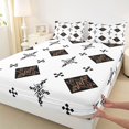 thumbnail image 5 of Manfei Tribal Geometric Diamond Queen Sheets, Vintage Cross Queen Sheet Sets, Black Brown White, Black Reversible 4pcs1 Flat Sheet + 1 Fitted Sheet + 2 Pillowcases, 5 of 6