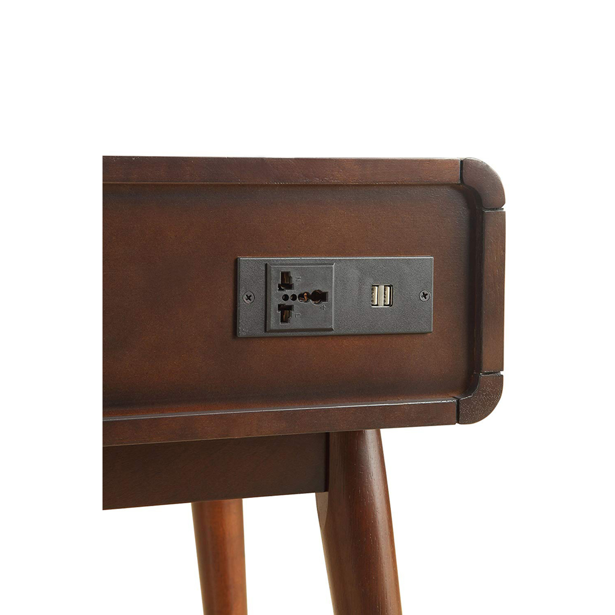 Christa End Table (USB Power Dock), Espresso and White- Saltoro Sherpi - image 4 of 6