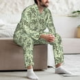 thumbnail image 7 of Naloa Green Snake Men’s Pajamas Set - Long Sleeve Button Down Sleep Shirt and Pajama Bottoms Sleepwear Set-Medium, 7 of 7
