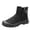 Black, variant on Mens Ankle Boots Canvas Round Toe Side Zip Boots Thick Cushioned Sole Comfort High‑Top Boots with Sturdy Outsole for Commuting Outdoor Activities