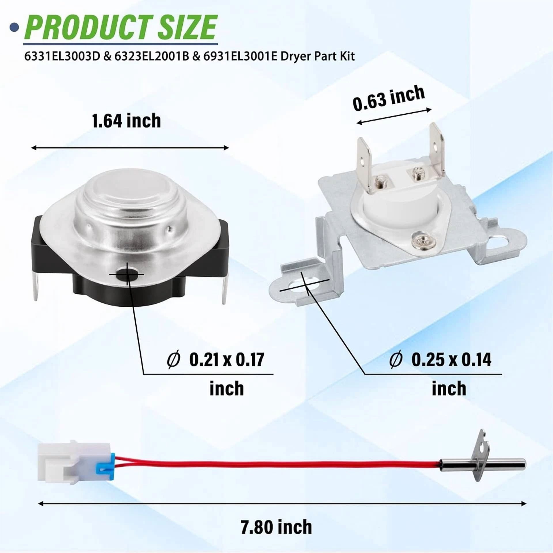 CIRCLE- 3Pcs Thermostat Sensor Kit 6931El3003D 6931El3001E 6323El2001B Fit For Lg Dryer