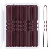 EXLEAF 2.8 Inch U Shaped Hair Pins for Women Girls,Long Hair Pin Bobby Pin for Secure Bun Hairstyles,100 Count (Brown)