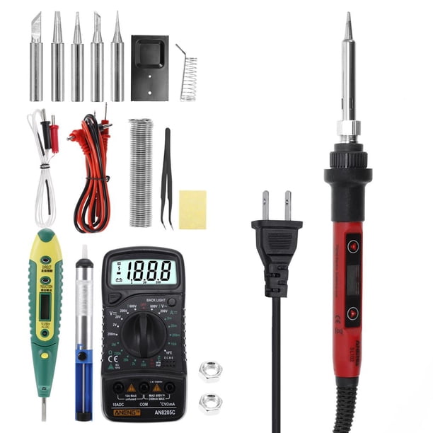Riwesomey Soldador eléctrico SL102 con 5 puntas de soldador, Kit de soldador con bolsa de almacenamiento con cremallera para reparación de placa de Herramientas y ferretería No.1 Riwesomey TO005370-01
