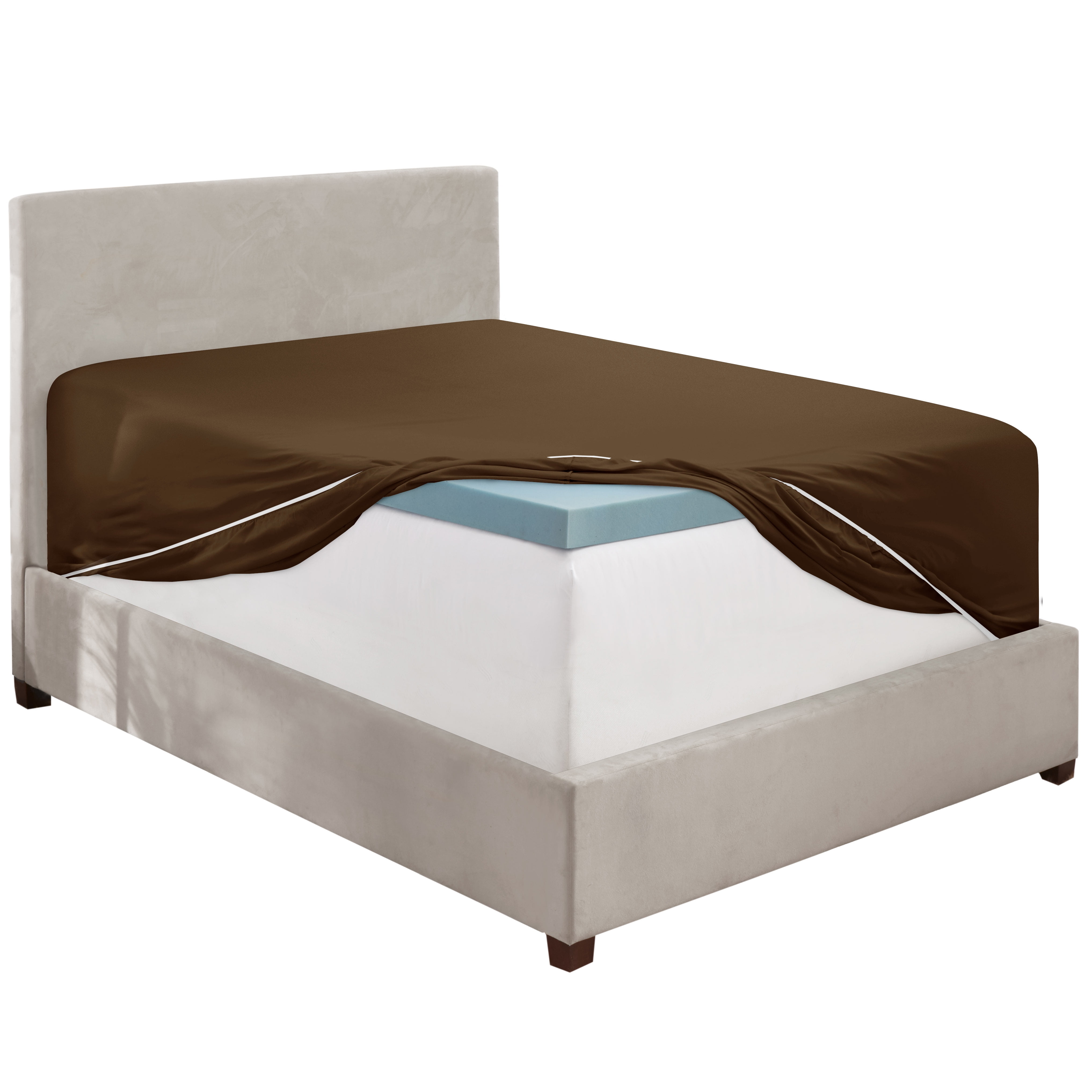 Clara Clark 1800 Microfiber Collection 18" - 21" Extra Deep Pocket Fitted Sheet, Twin Size, Chocolate Brown