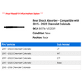 thumbnail image 2 of Rear Shock Absorber - Compatible with 2015 - 2022 Chevy Colorado 2016 2017 2018 2019 2020 2021, 2 of 2