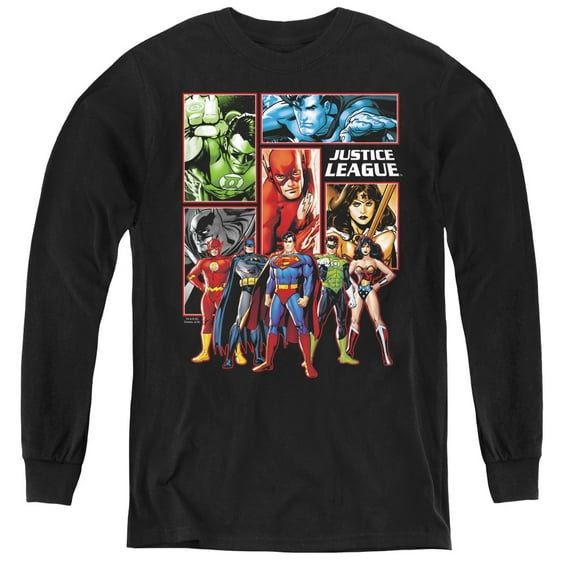 Jla - Justice League Panels - Youth Long Sleeve Shirt - Small