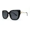 thumbnail image 2 of Elegant Rhinestone Fan Jewel Hinge Oversize Square Cat Eye Sunglasses All Black, 2 of 4