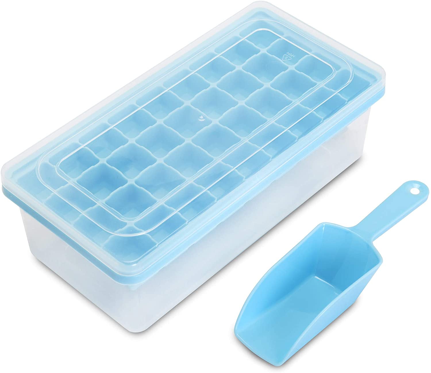 2Pack 37Cavities Silicone Ice Cube Tray with Lid Reusable Ice Maker Easy-Release 