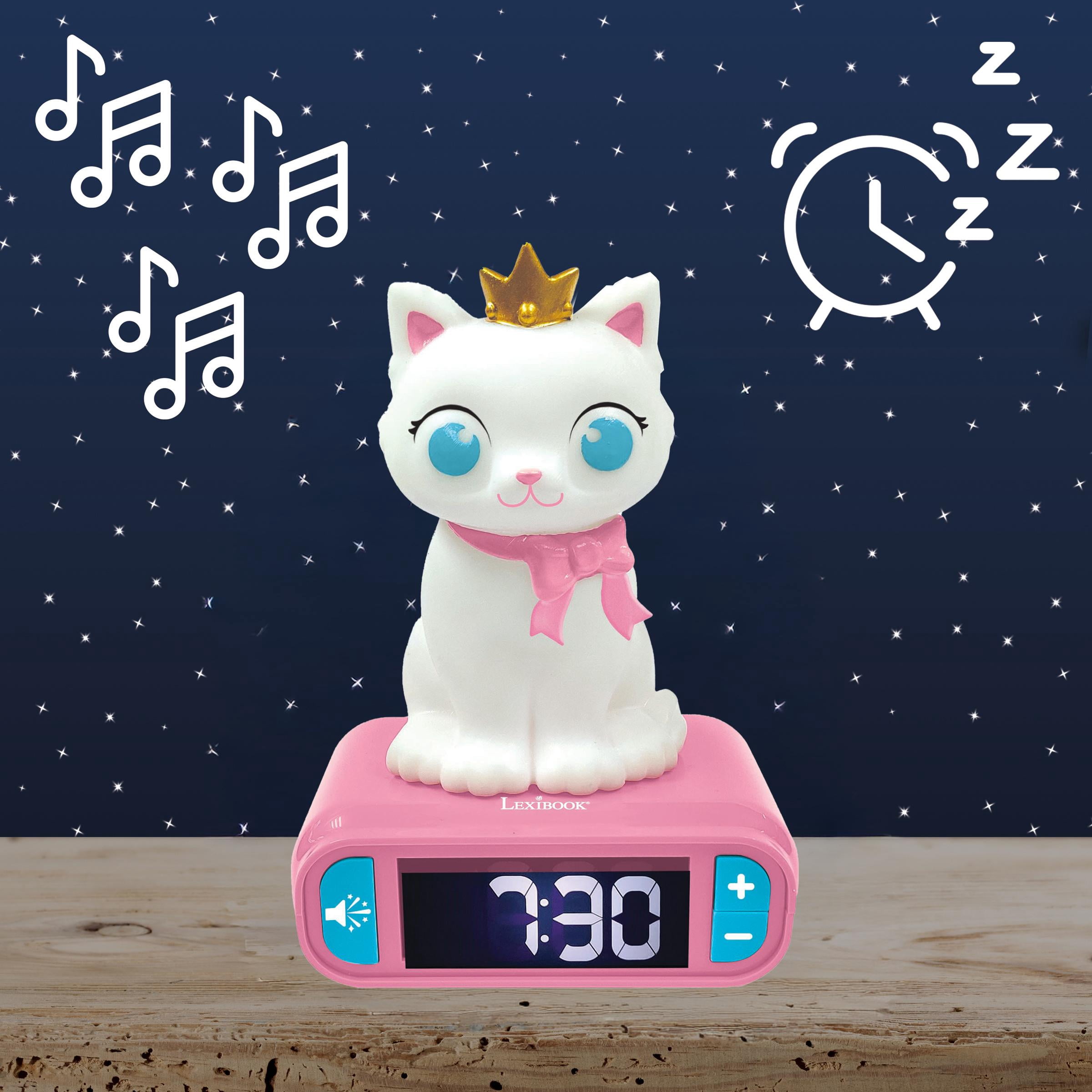 Lexibook Alarm Clock with Cat 3D Design Night Light & Sound